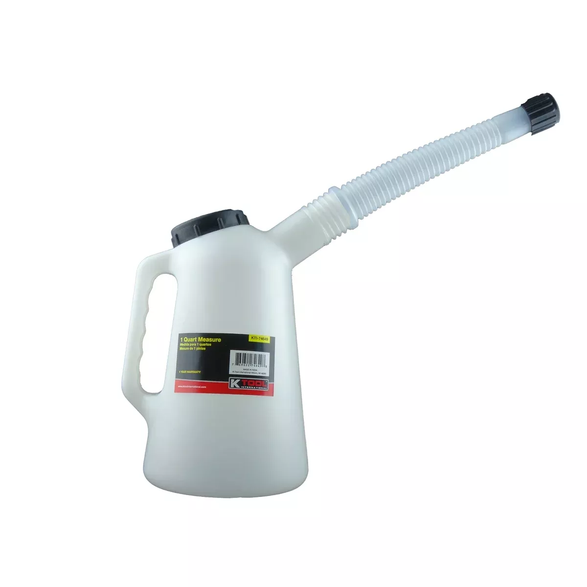 1-Quart Plastic Measure Flex Spout with Dust Cap, 12" Long Spout KTI74649 K Tool International