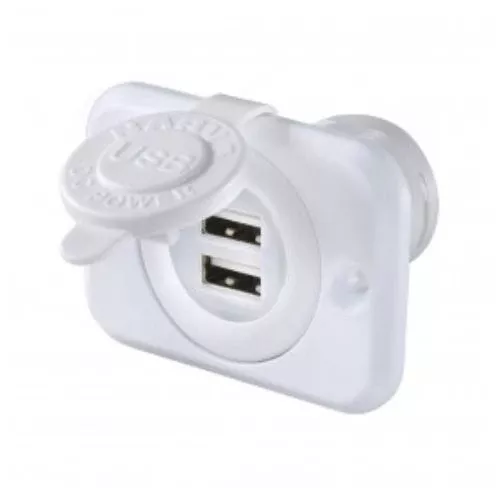 Narva Dual Usb Socket F/Mount White Bl