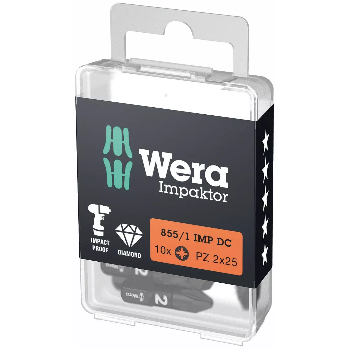 Wera 855/1 Pozi Impaktor DC Bit PZ3x25mm 10 Pack 057622